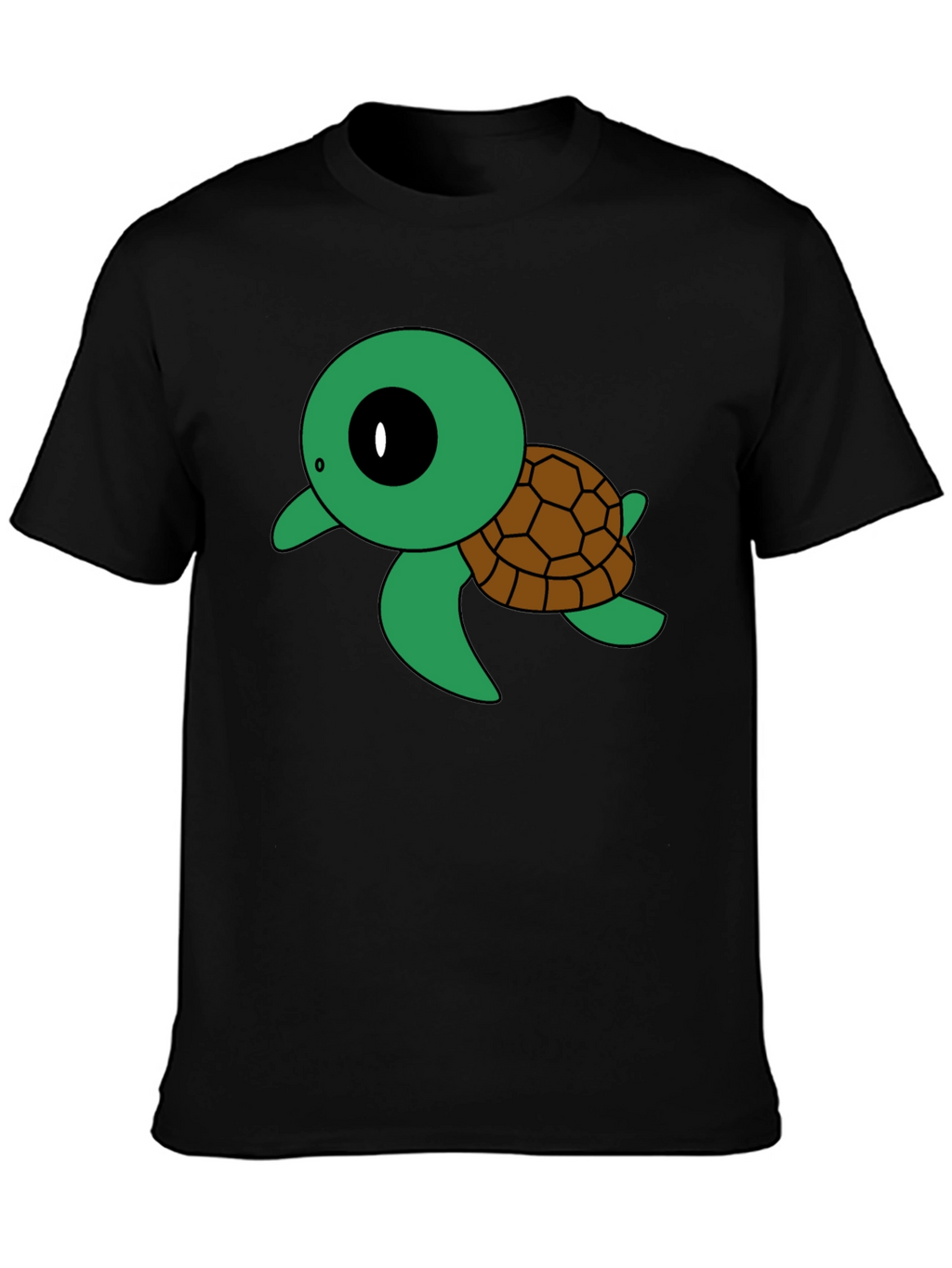 Cute Turtle Graphic Tee - Black Cotton T-Shirt