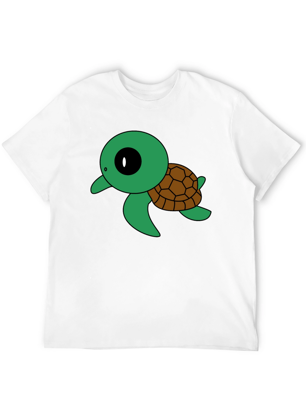 Cute Turtle Graphic Tee - Black Cotton T-Shirt