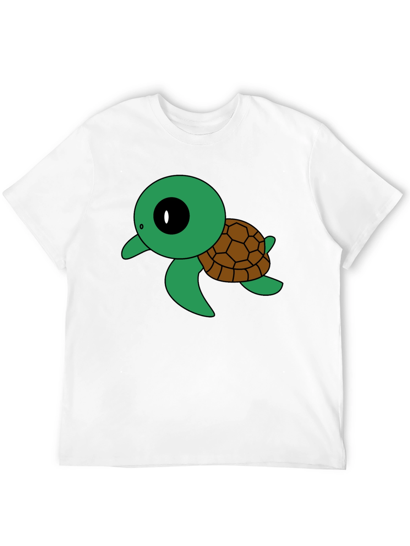Cute Turtle Graphic Tee - Black Cotton T-Shirt