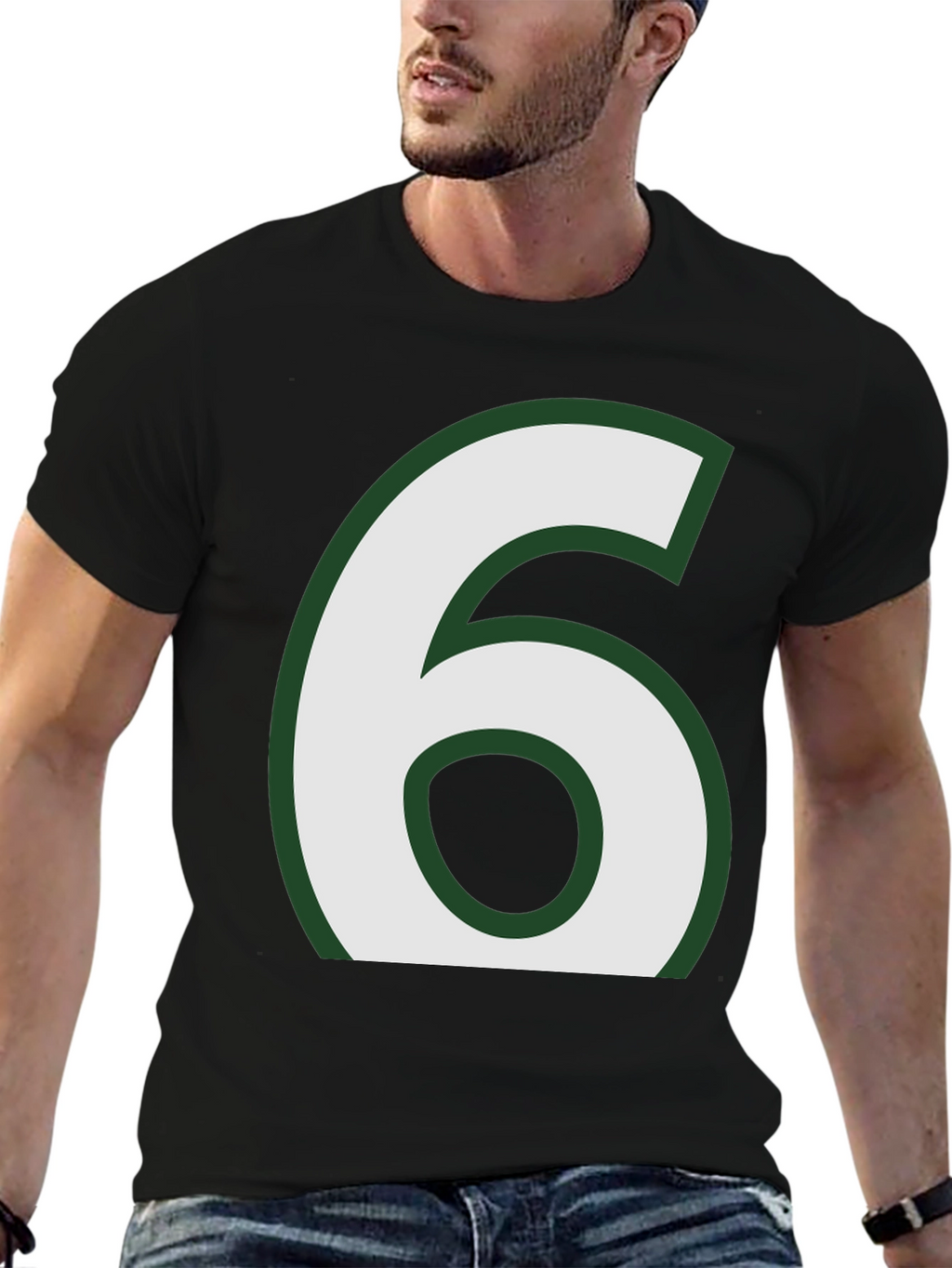 Number 6 Graphic Tee - Black Cotton Blend