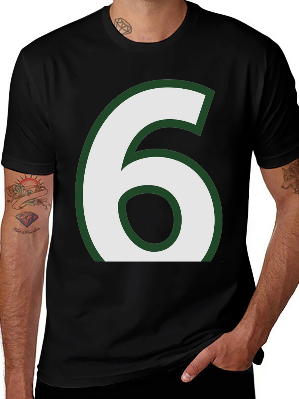 Number 6 Graphic Tee - Black Cotton Blend