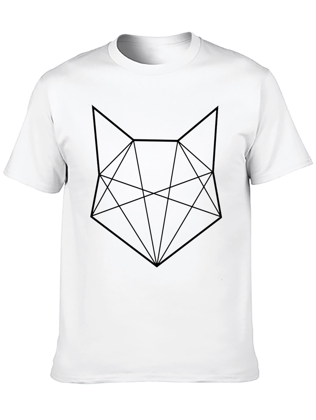 Geometric Fox Graphic Tee - Black Cotton Blend