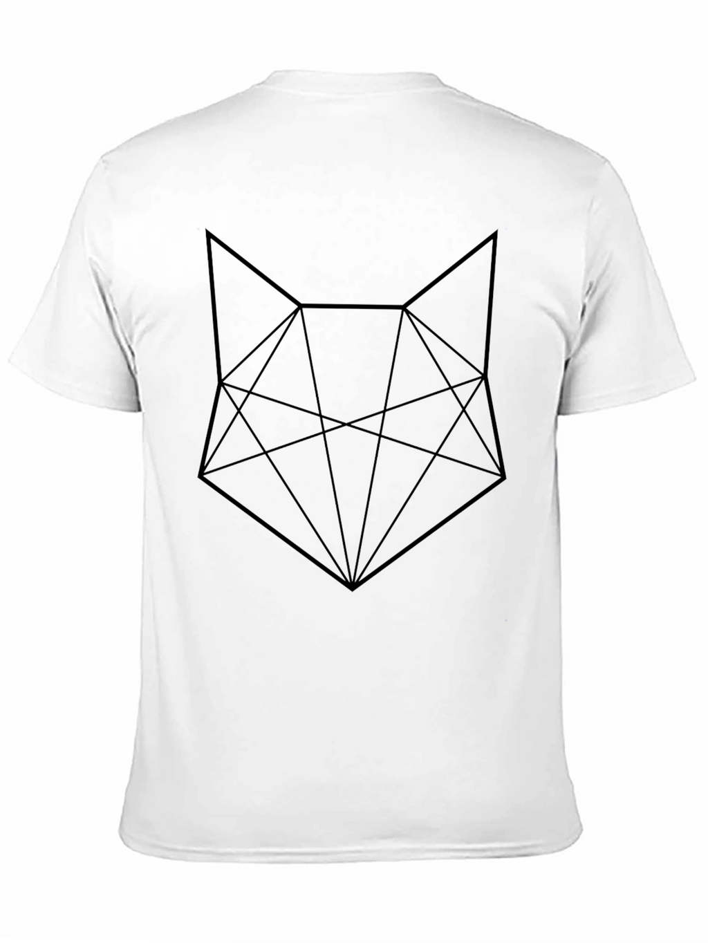 Geometric Fox Graphic Tee - Black Cotton Blend
