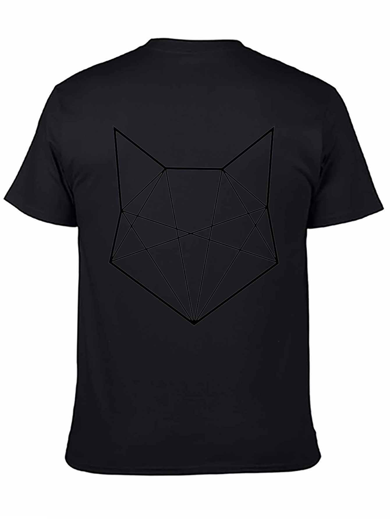 Geometric Fox Graphic Tee - Black Cotton Blend