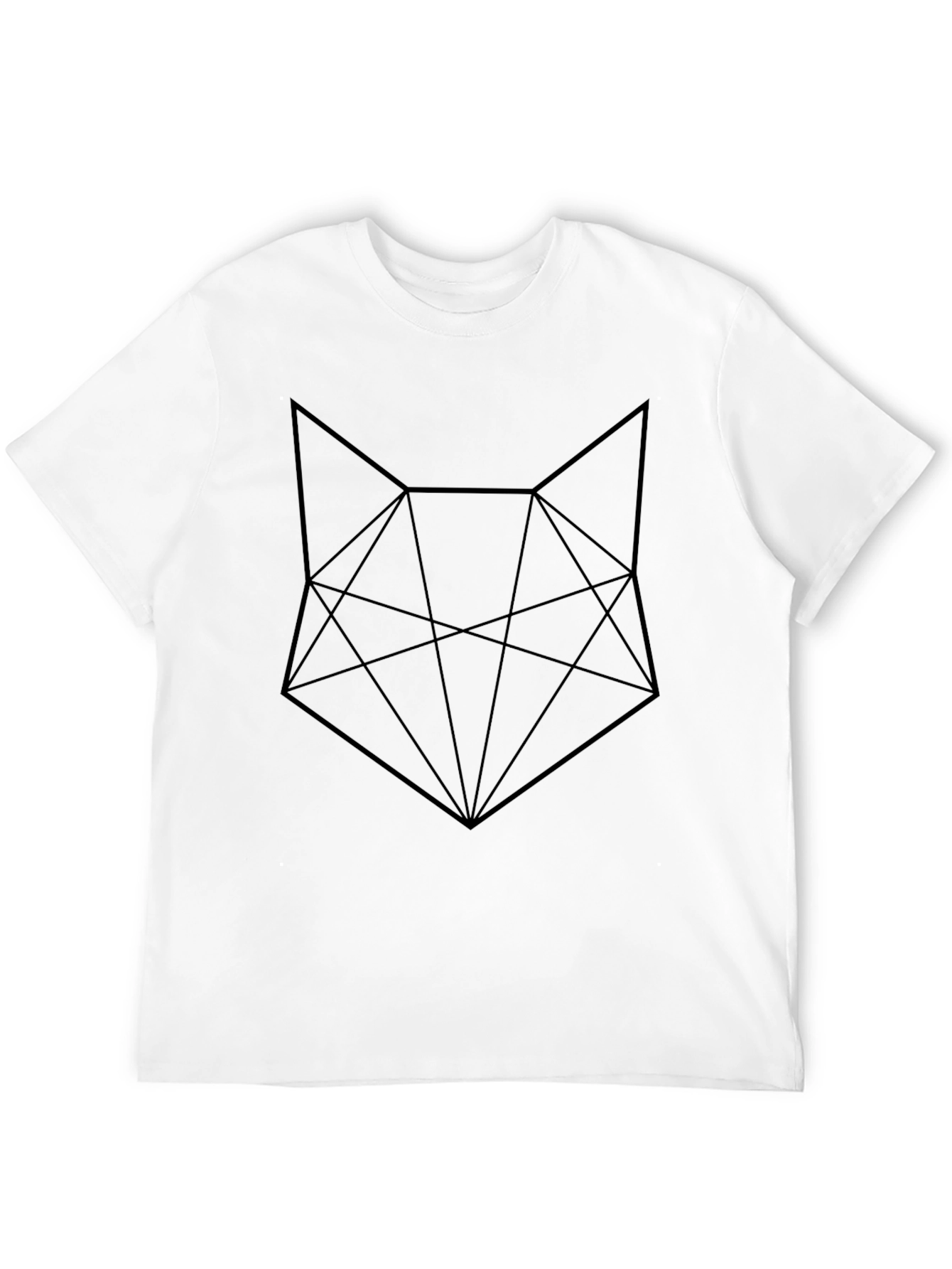 Geometric Fox Graphic Tee - Black Cotton Blend