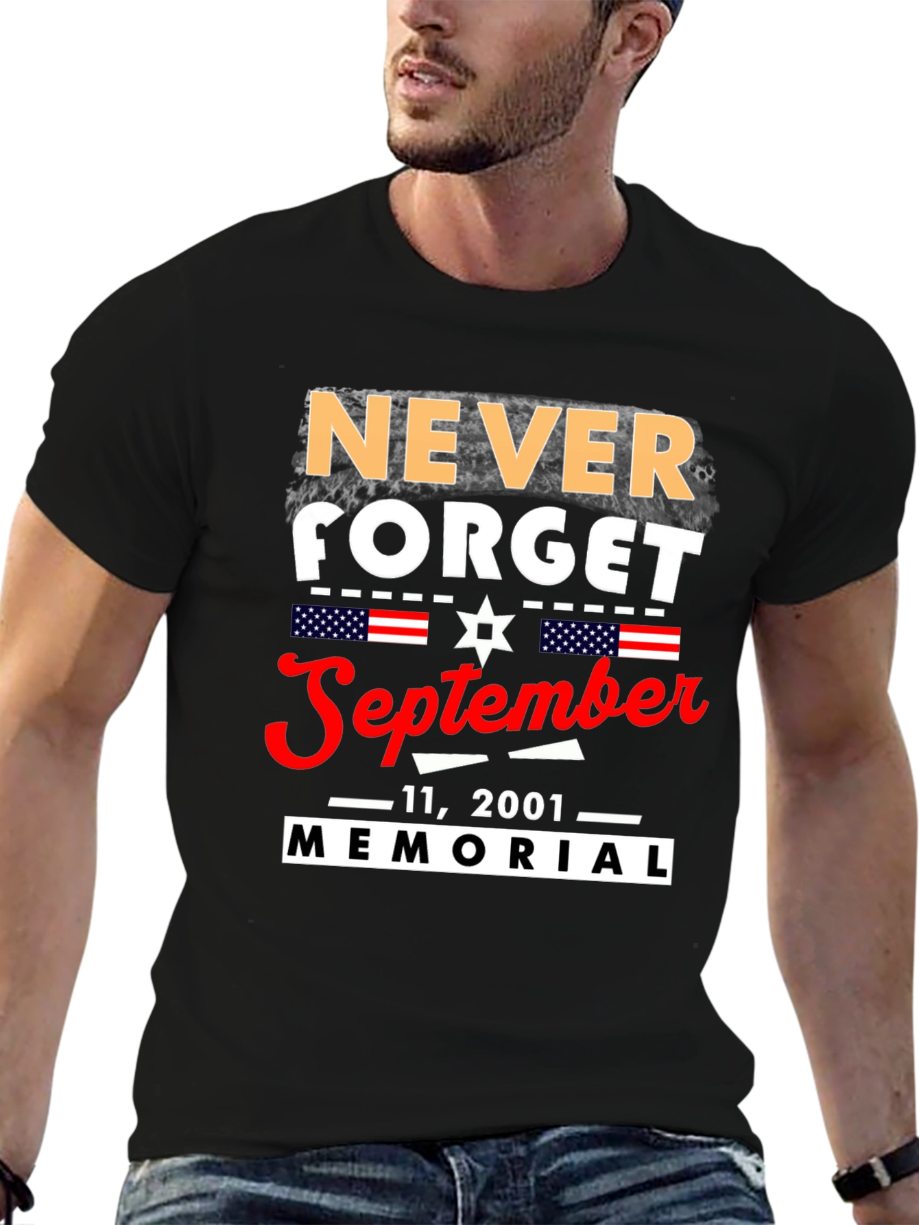 Never Forget 9/11 Memorial Graphic T-Shirt