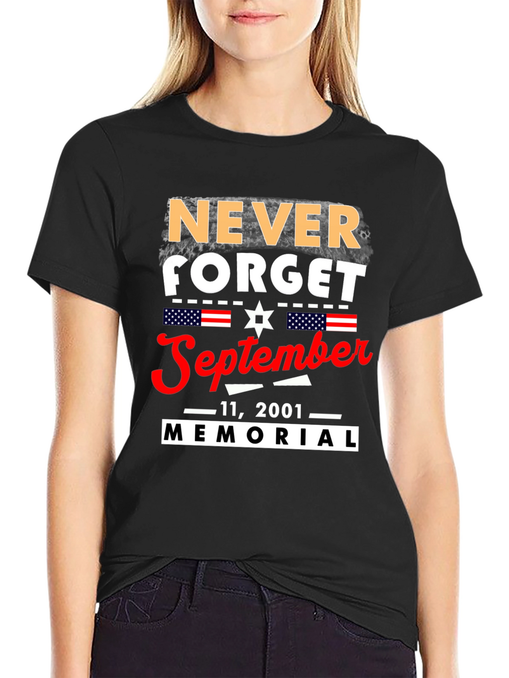 Never Forget 9/11 Memorial Graphic T-Shirt