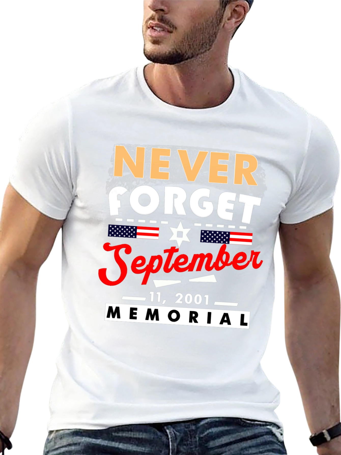 Never Forget 9/11 Memorial Graphic T-Shirt