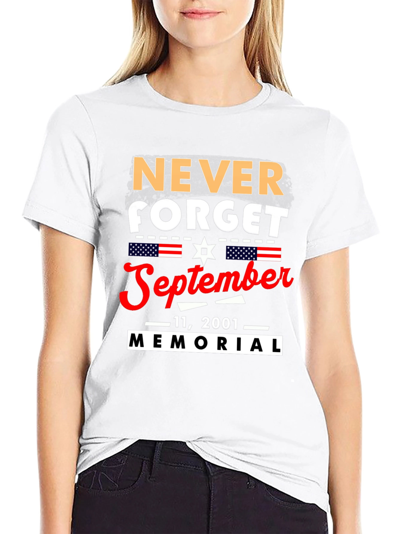 Never Forget 9/11 Memorial Graphic T-Shirt