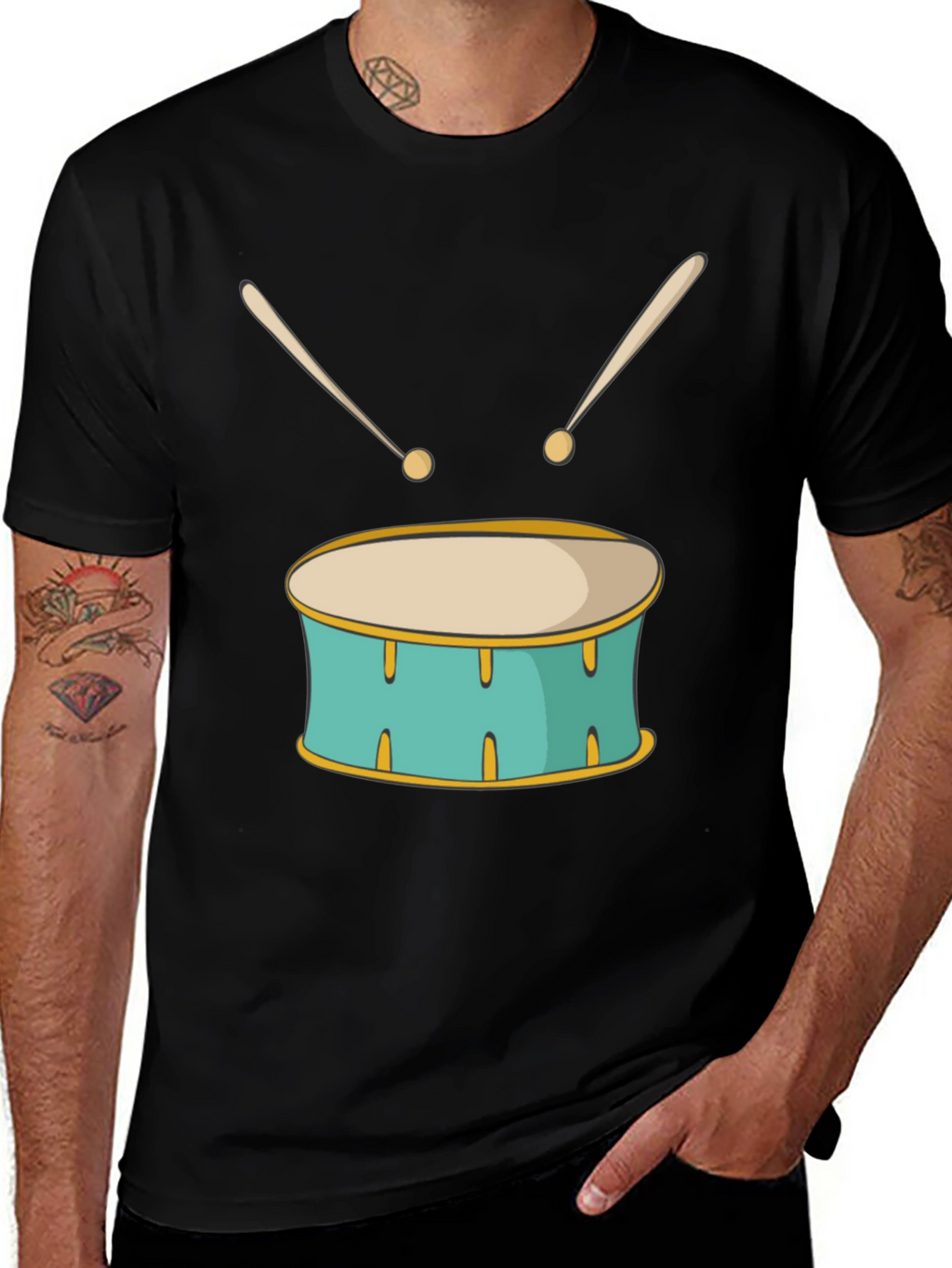 Drum Graphic Black T-Shirt
