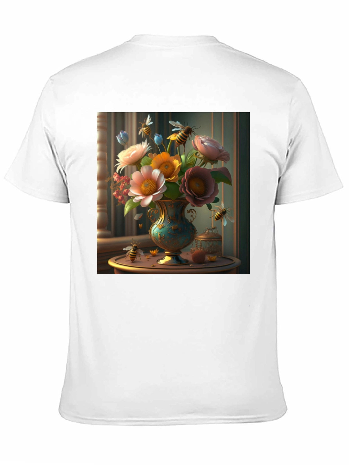 Floral Bees T-Shirt: Classic Black Tee