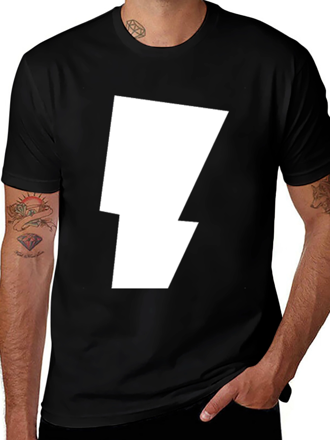 Lightning Bolt Graphic Tee - Bold Stylish Black T-Shirt