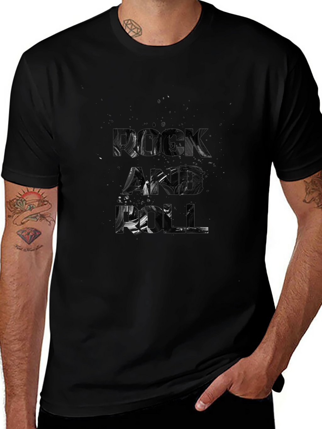 Mens Black Graphic Print T-Shirt