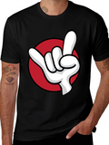 Rock On Hand Graphic Tee - Black Cotton T-Shirt