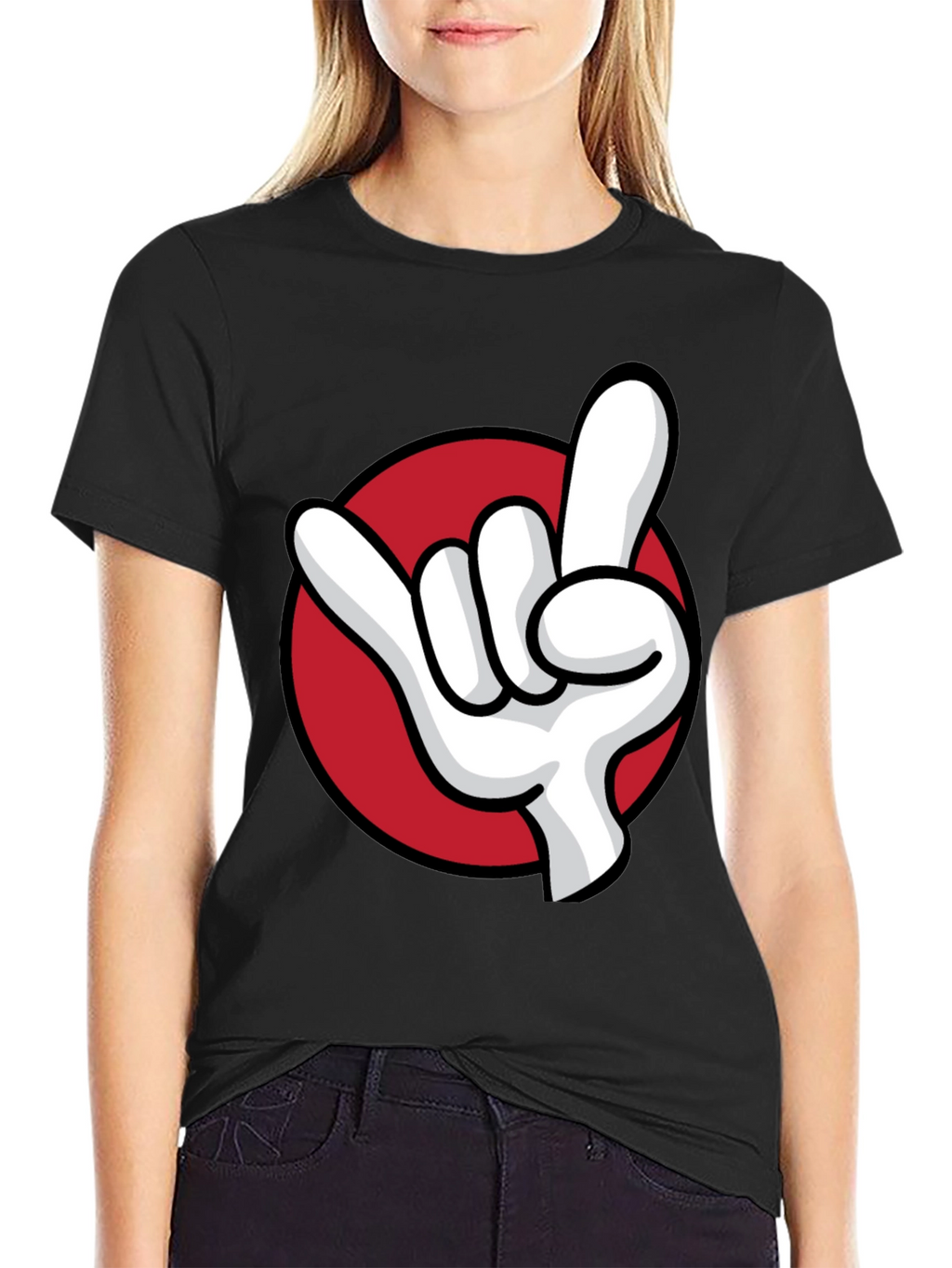 Rock On Hand Graphic Tee - Black Cotton T-Shirt