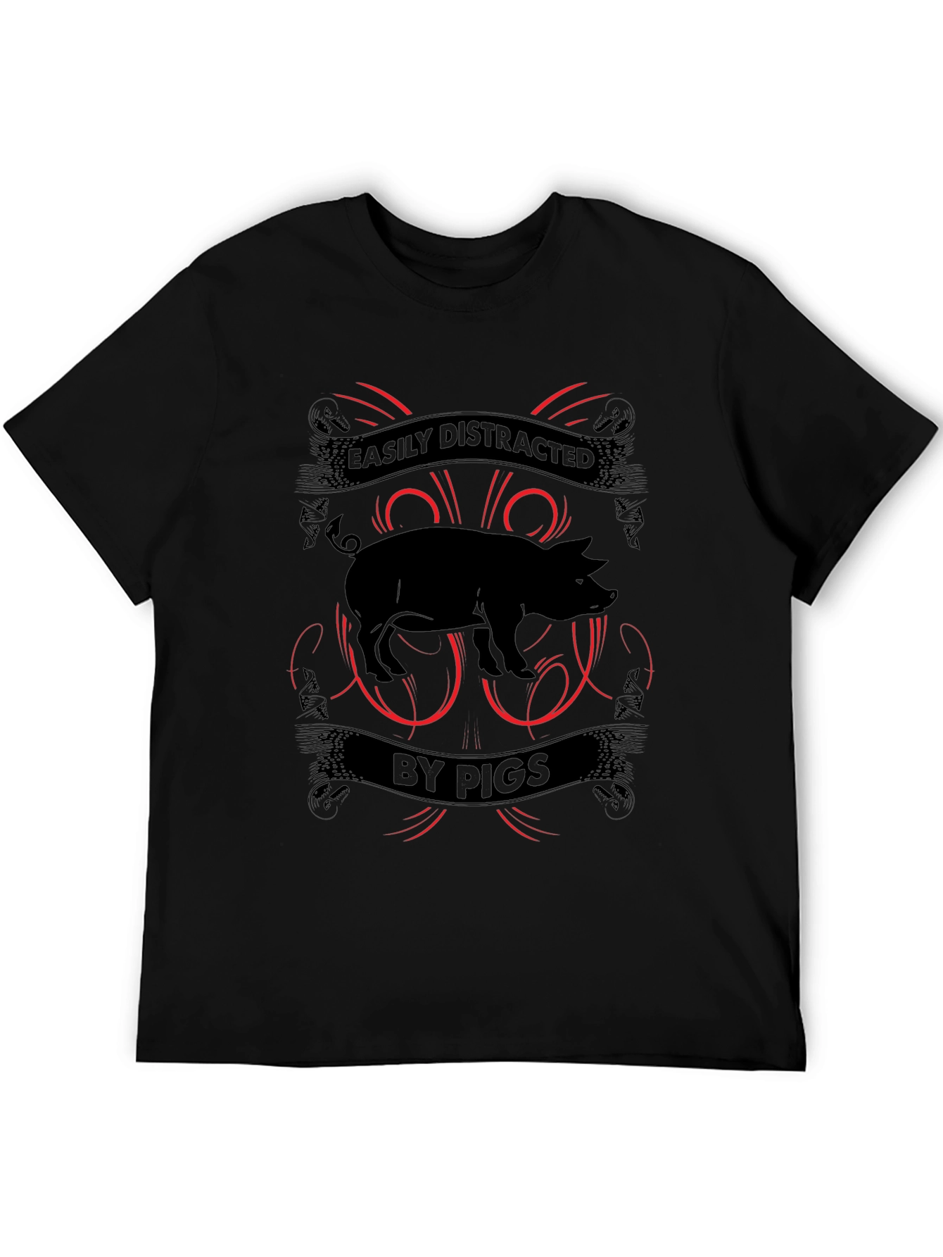 Easily Distracted By Pigs Mens T-shirt