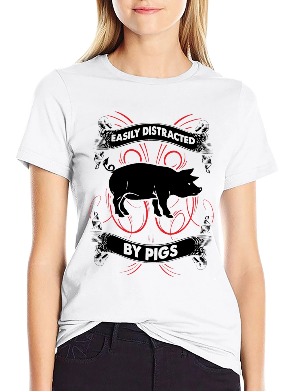 Easily Distracted By Pigs Mens T-shirt