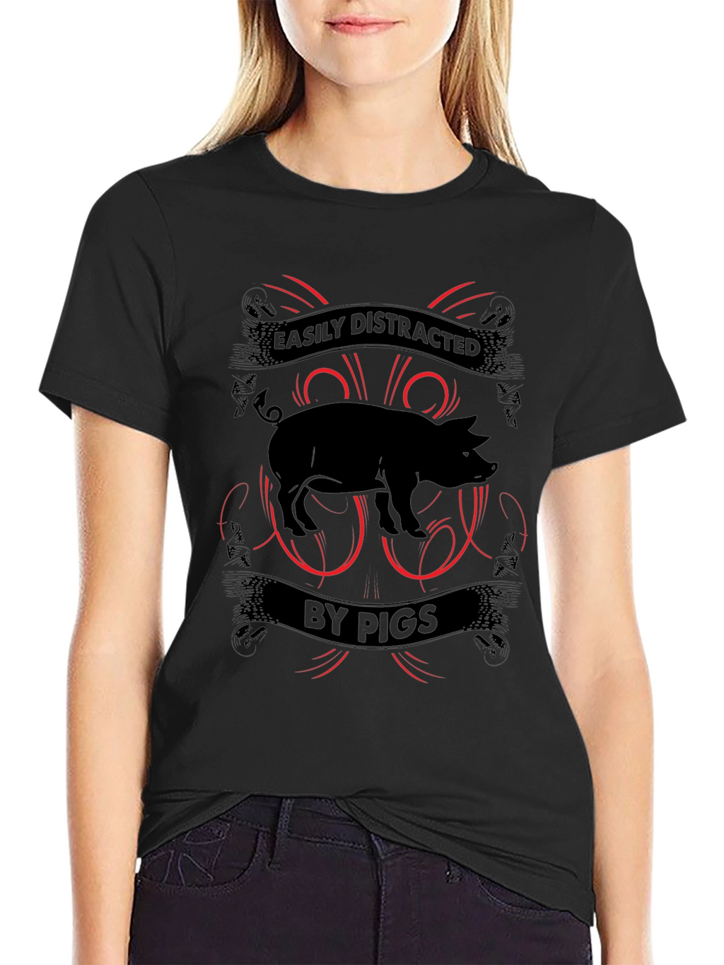 Easily Distracted By Pigs Mens T-shirt