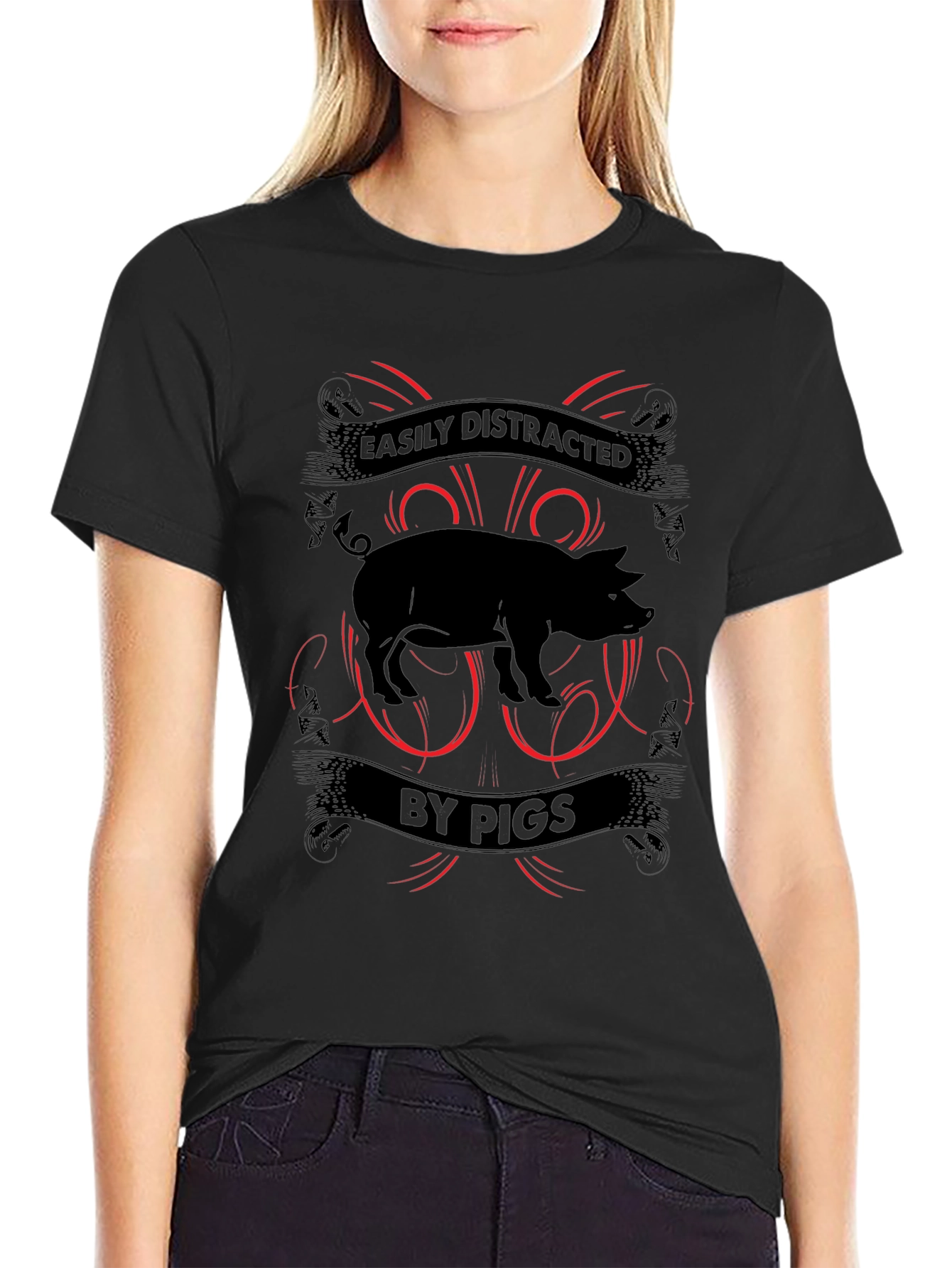 Easily Distracted By Pigs Mens T-shirt