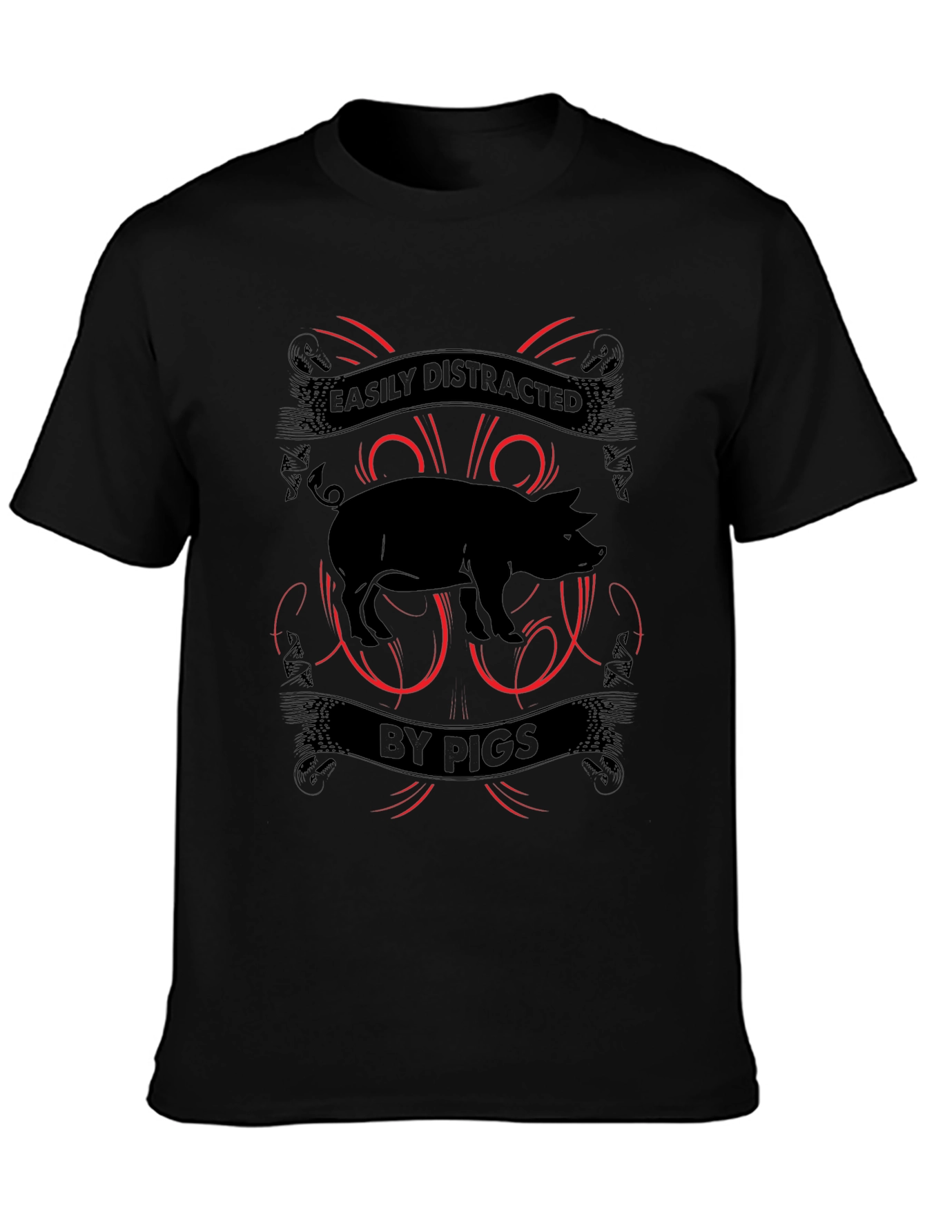 Easily Distracted By Pigs Mens T-shirt