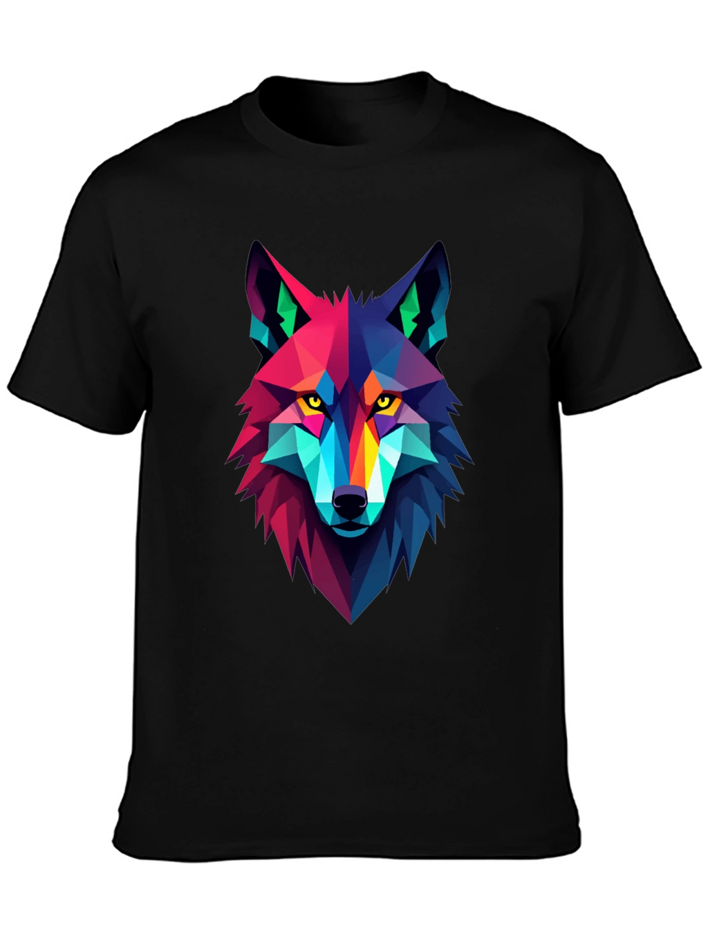 Geometric Wolf Graphic Black Tee