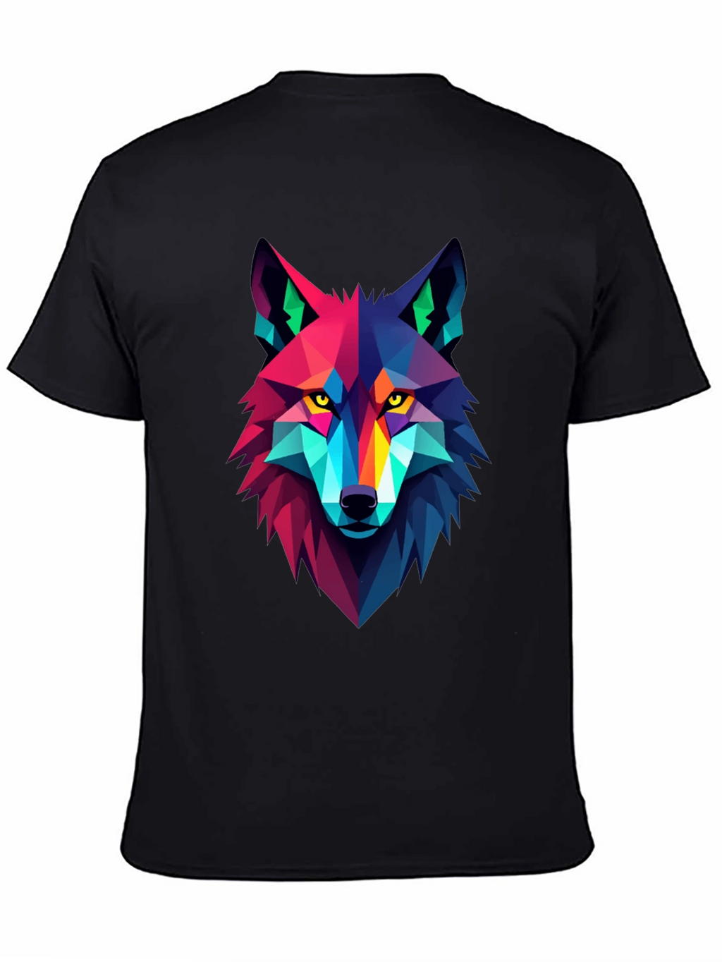 Geometric Wolf Graphic Black Tee
