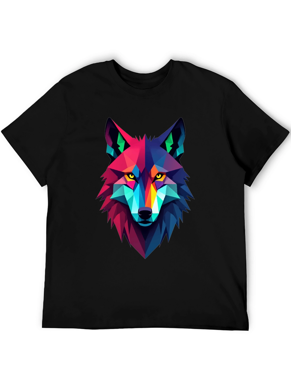 Geometric Wolf Graphic Black Tee