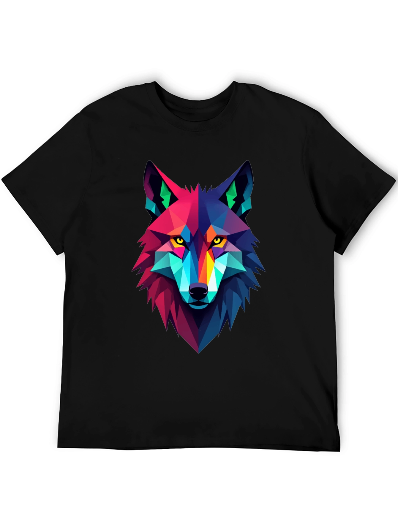 Geometric Wolf Graphic Black Tee