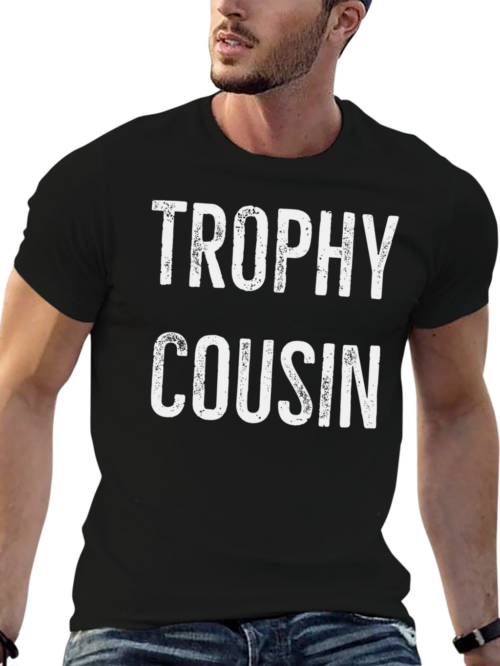 Trophy Cousin Graphic Tee - Novelty Black T-Shirt