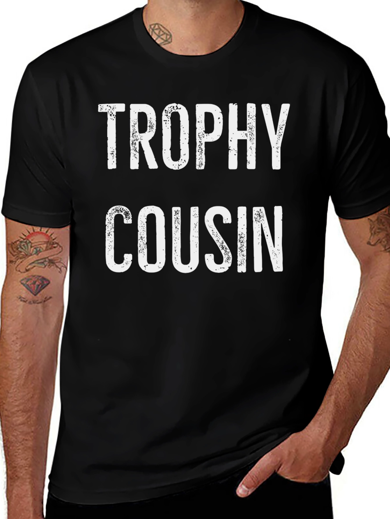 Trophy Cousin Graphic Tee - Novelty Black T-Shirt