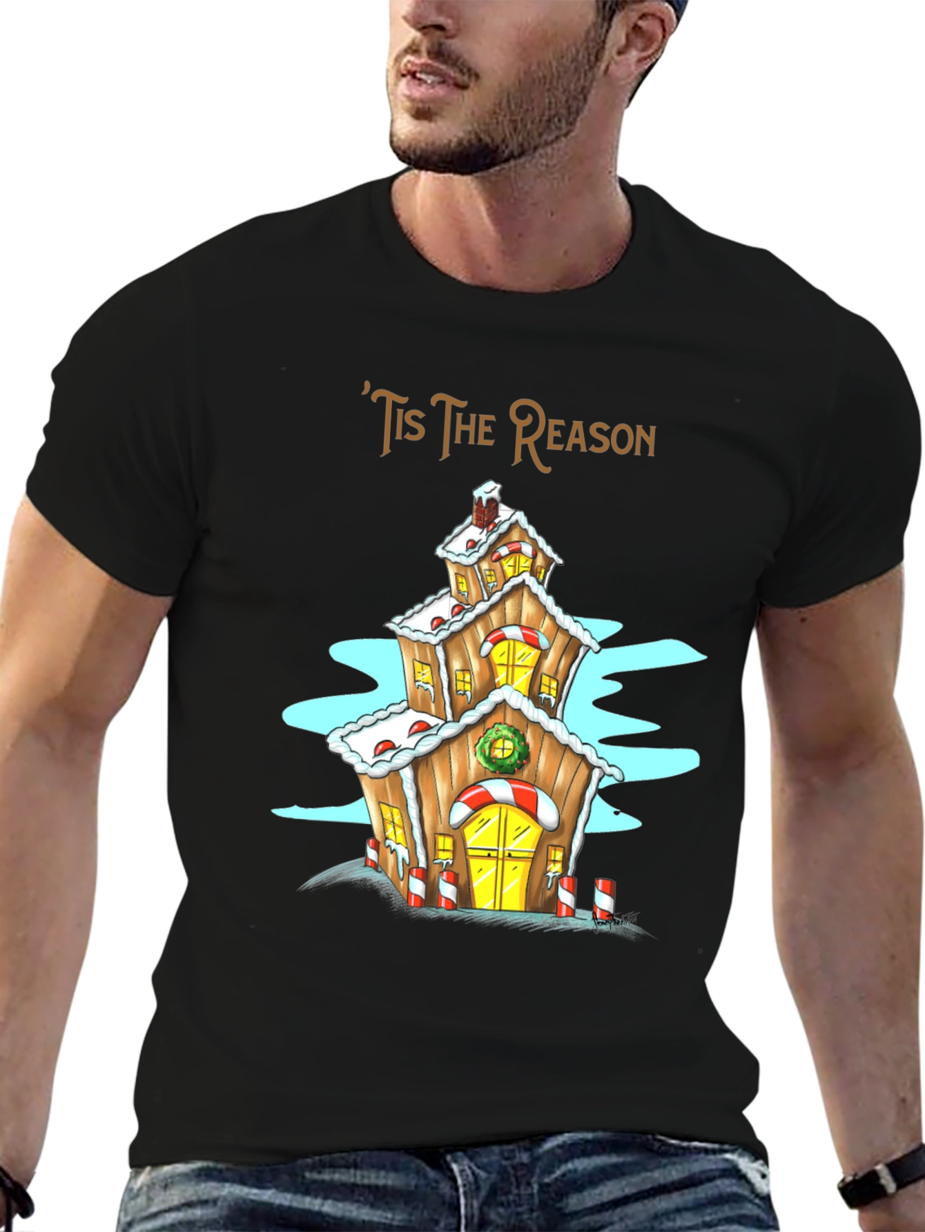 Tis The Reason Christmas Gingerbread House T-Shirt