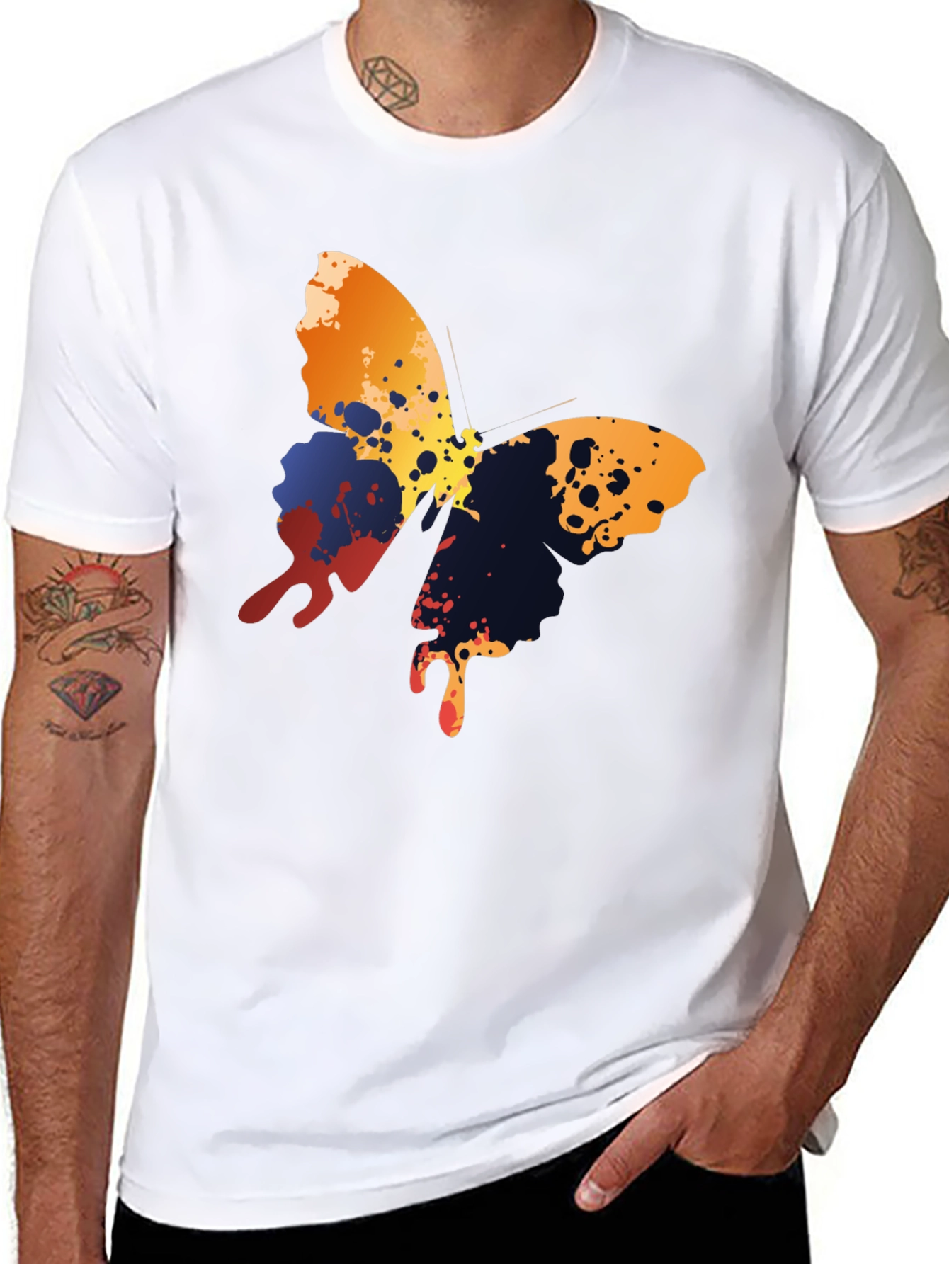 Butterfly Splash Graphic T-Shirt - Mens Black Tee