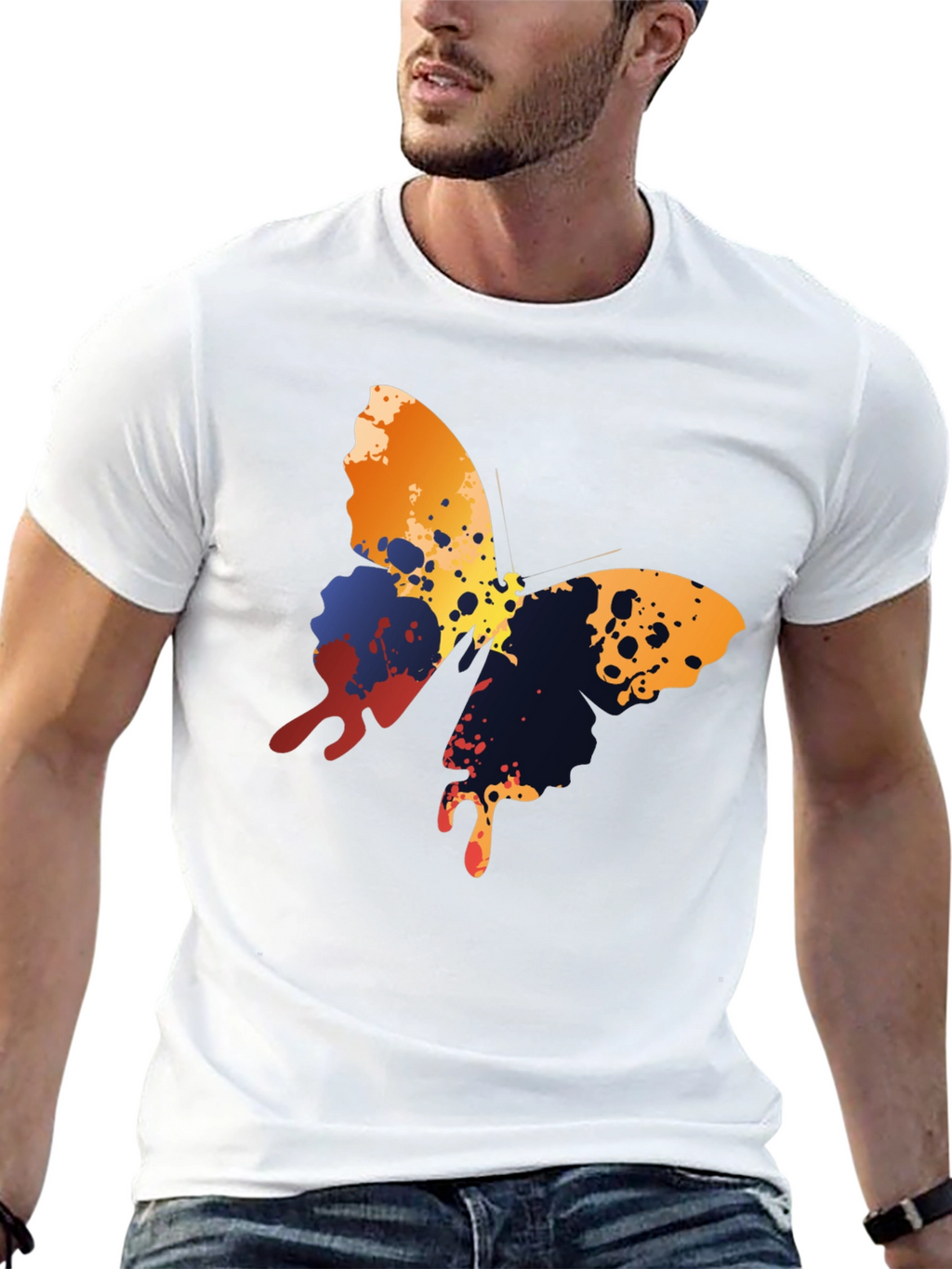 Butterfly Splash Graphic T-Shirt - Mens Black Tee