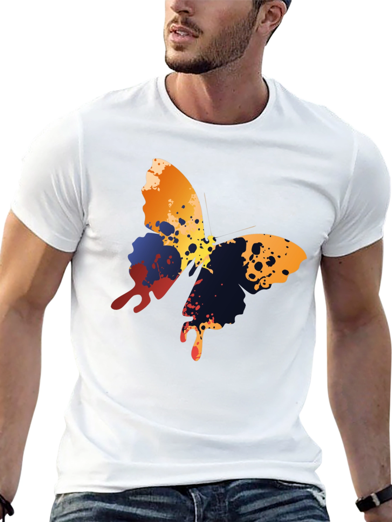 Butterfly Splash Graphic T-Shirt - Mens Black Tee