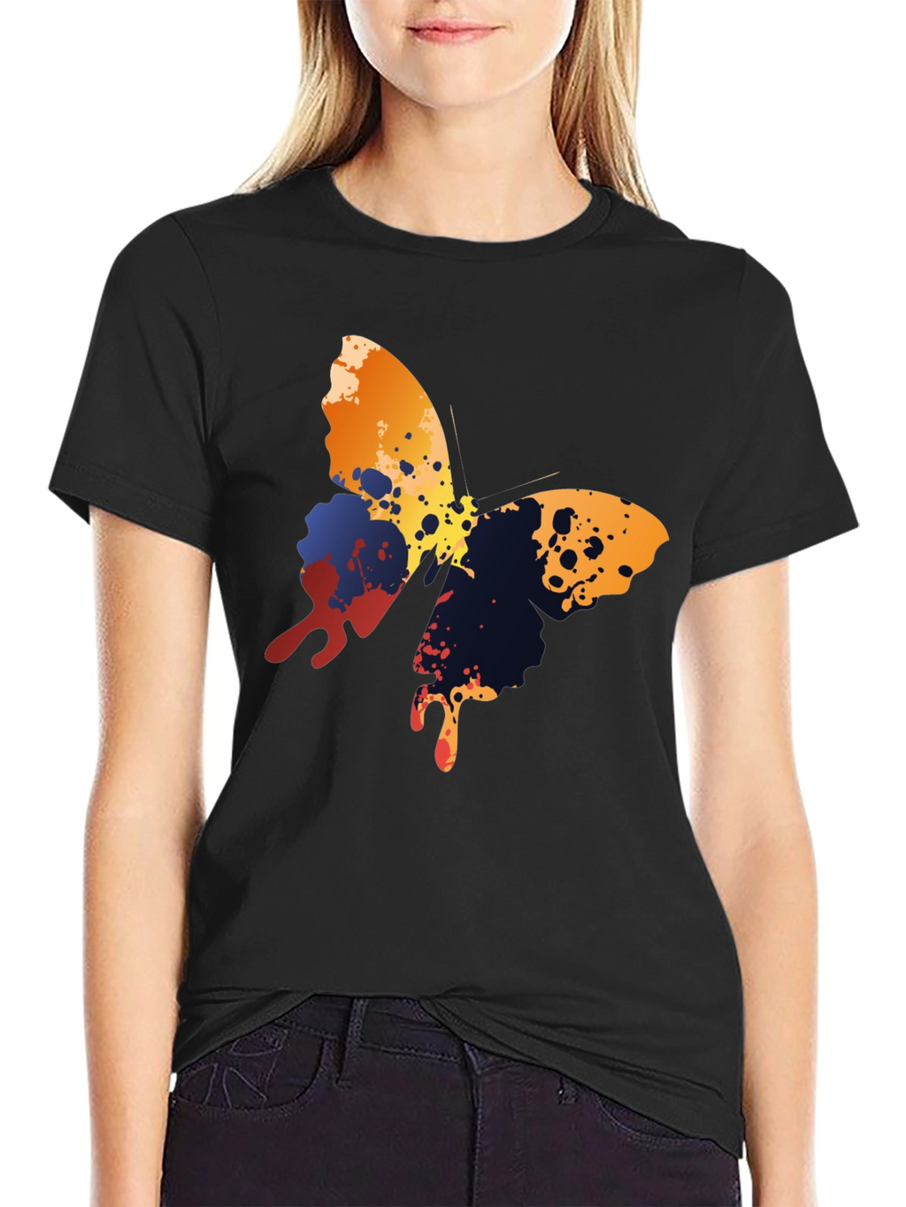 Butterfly Splash Graphic T-Shirt - Mens Black Tee