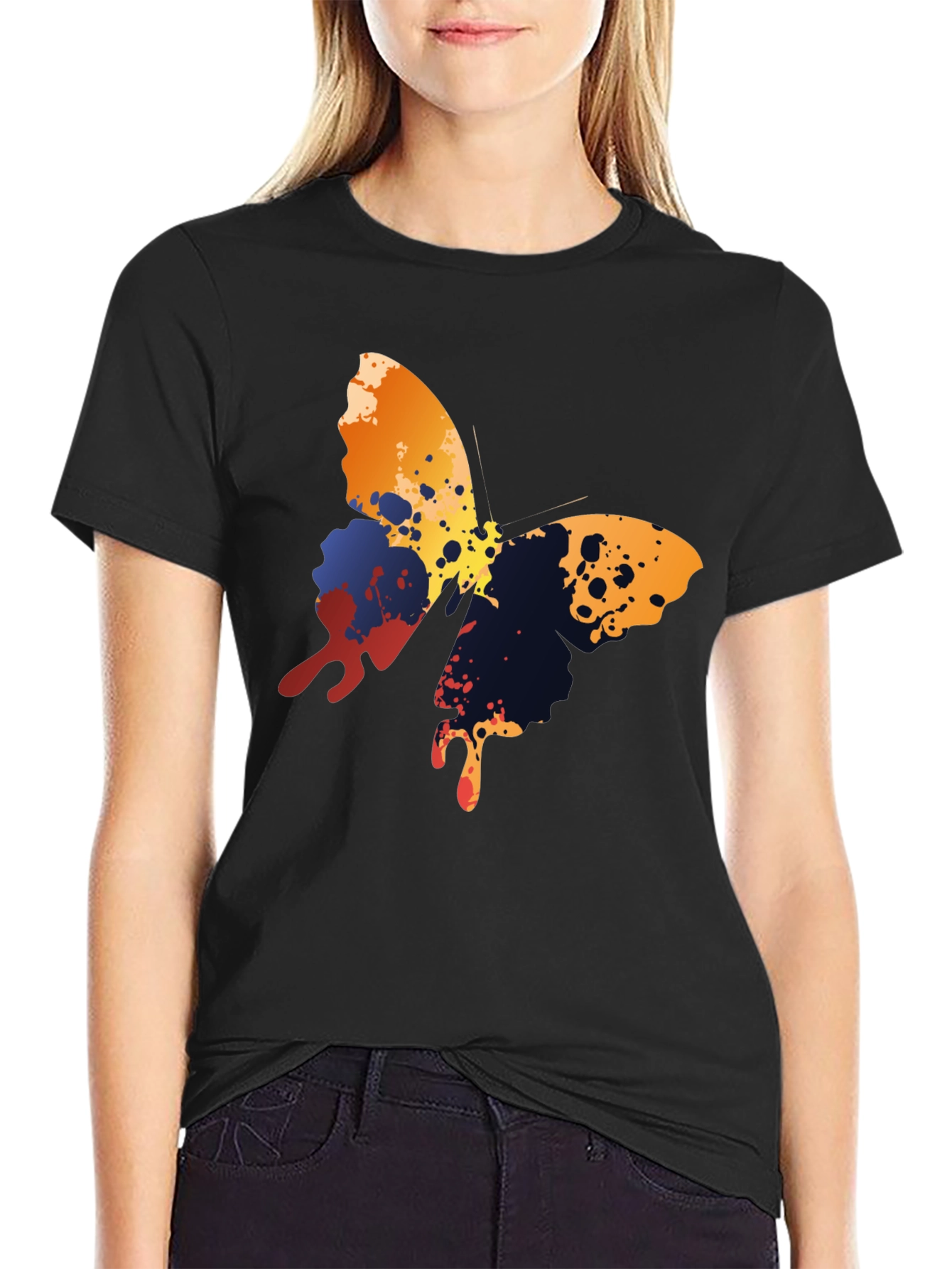 Butterfly Splash Graphic T-Shirt - Mens Black Tee