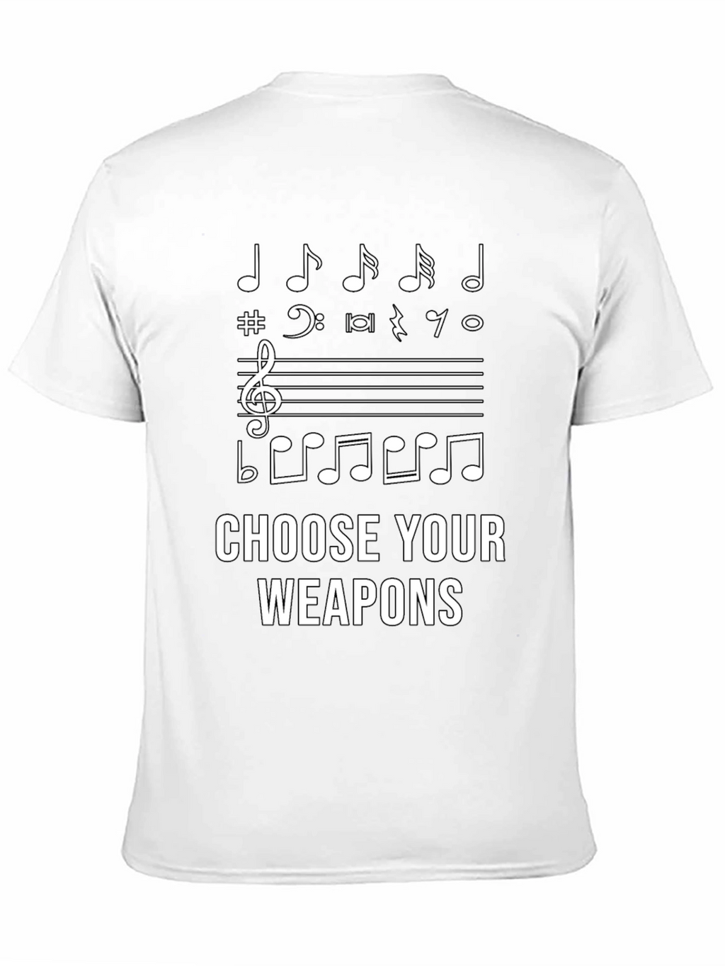 Musical Notes Choose Your Weapons Black T-shirt