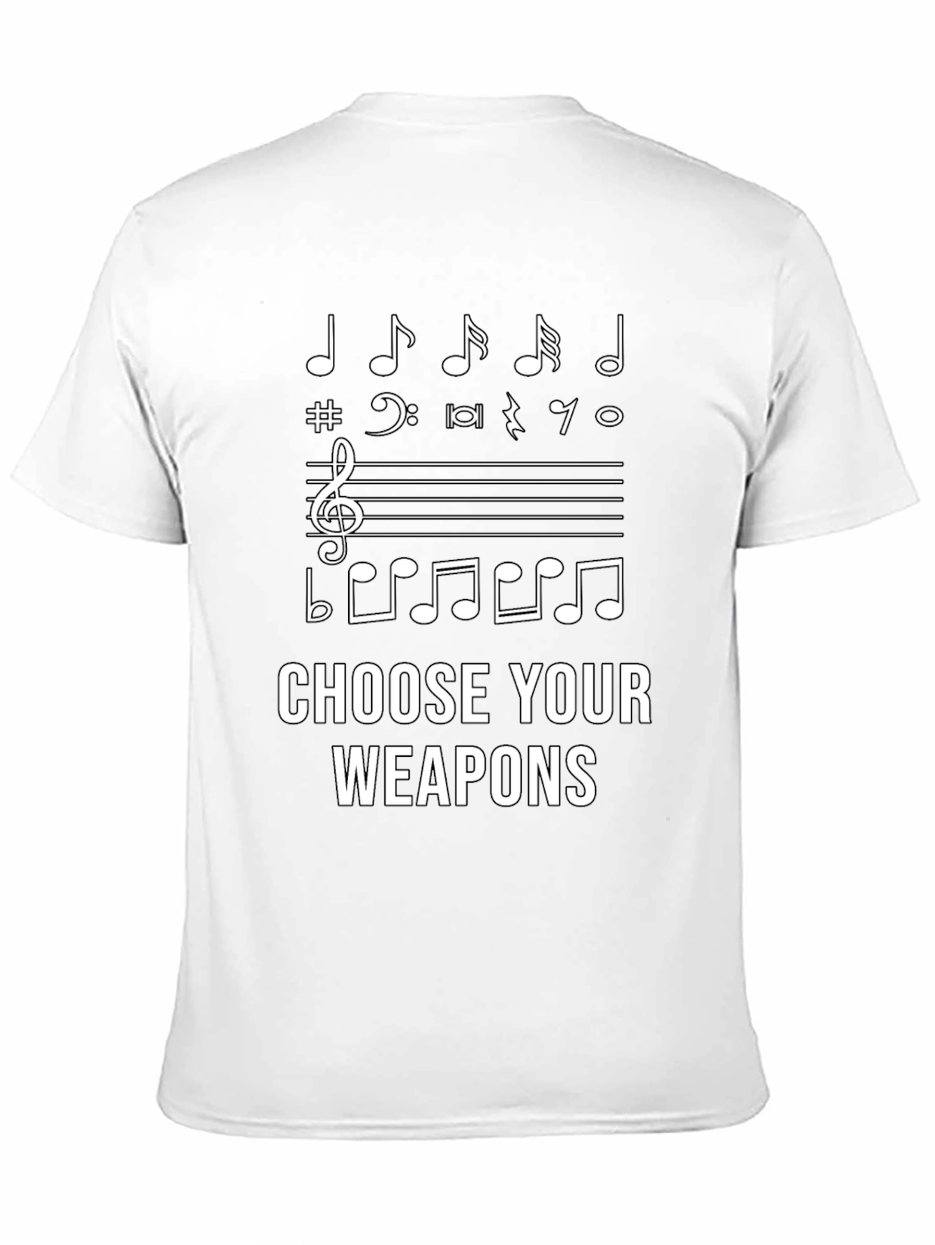 Musical Notes Choose Your Weapons Black T-shirt