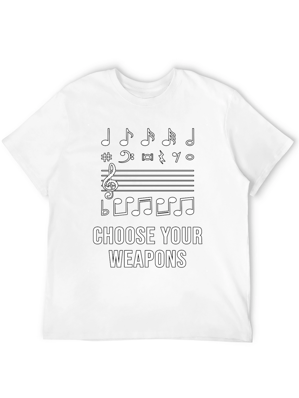 Musical Notes Choose Your Weapons Black T-shirt