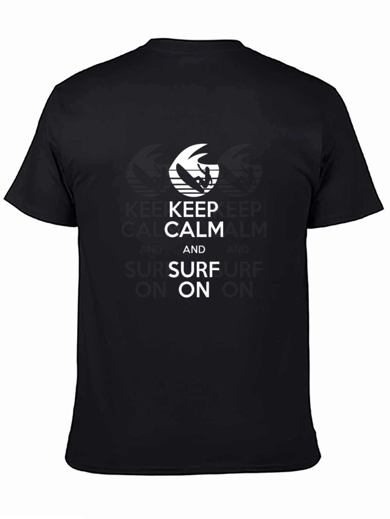 Keep Calm and Surf On Black T-Shirt