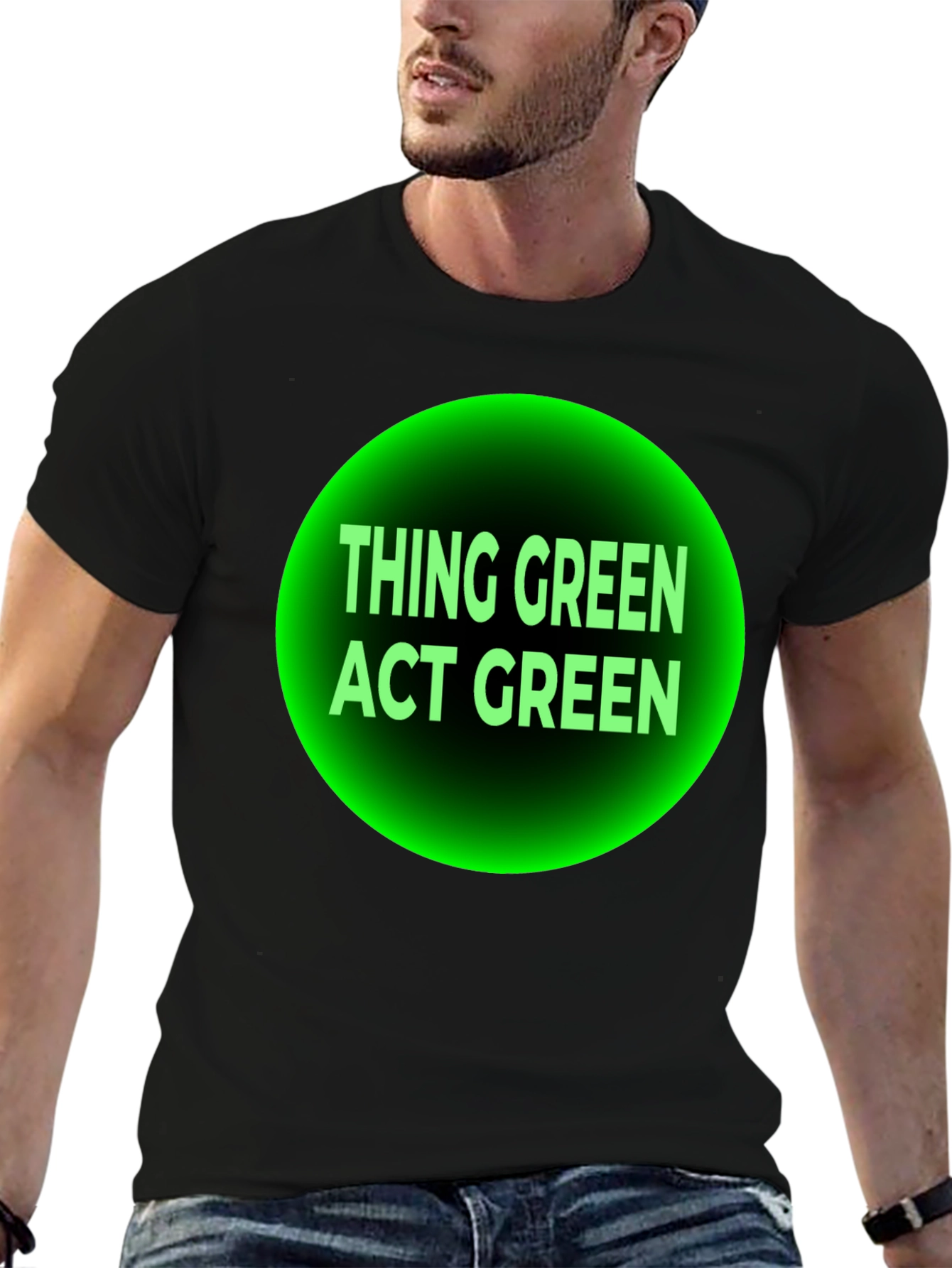 Think Green Act Green Black T-Shirt