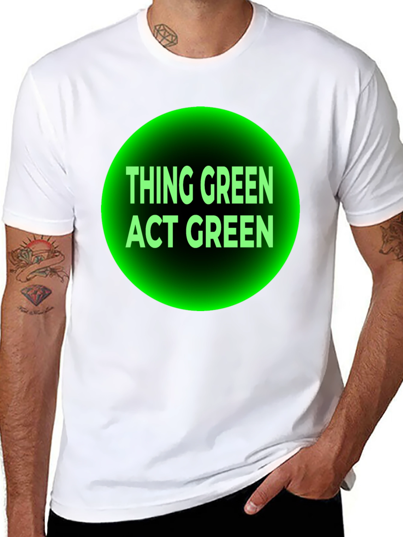 Think Green Act Green Black T-Shirt
