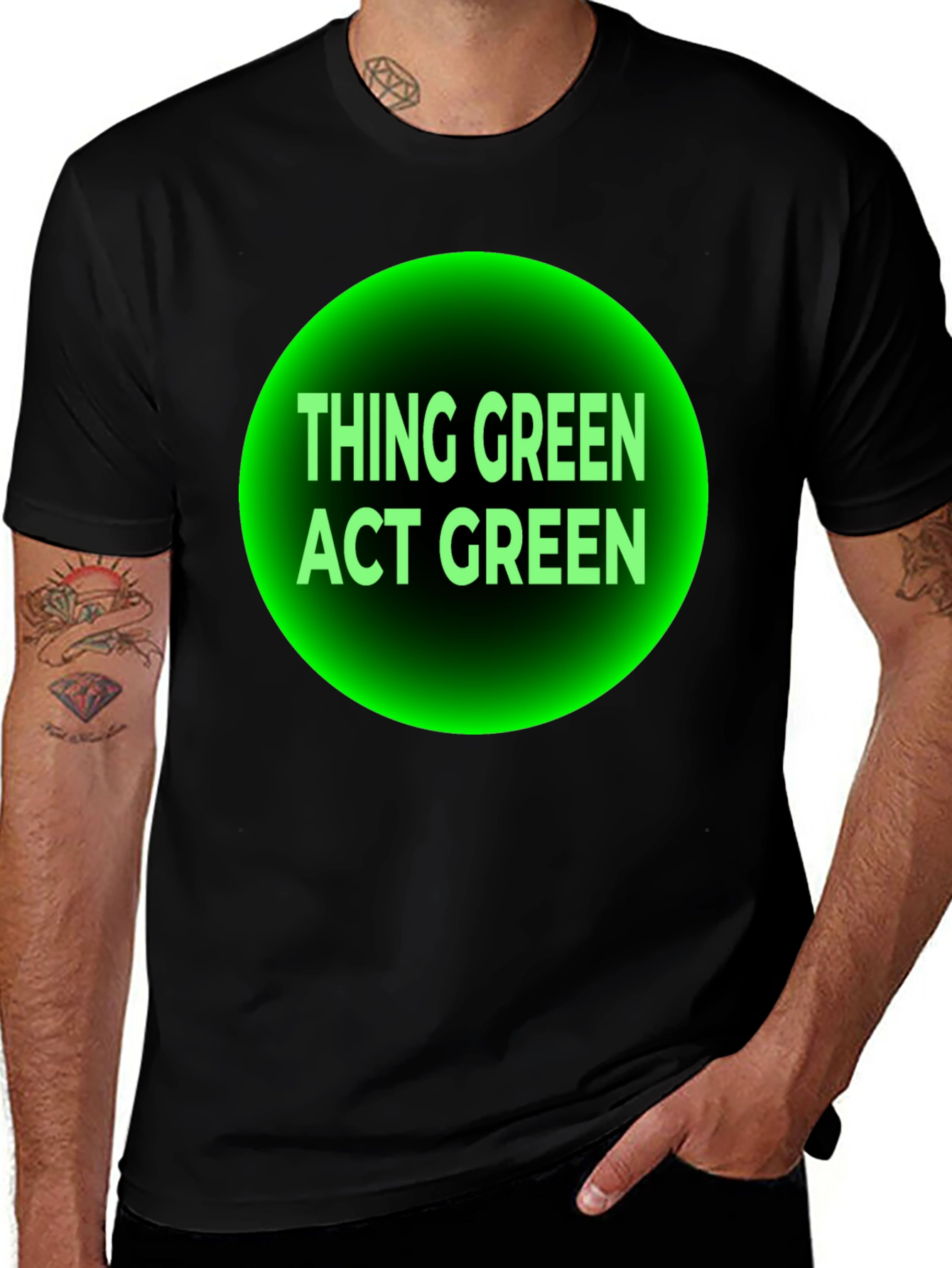 Think Green Act Green Black T-Shirt
