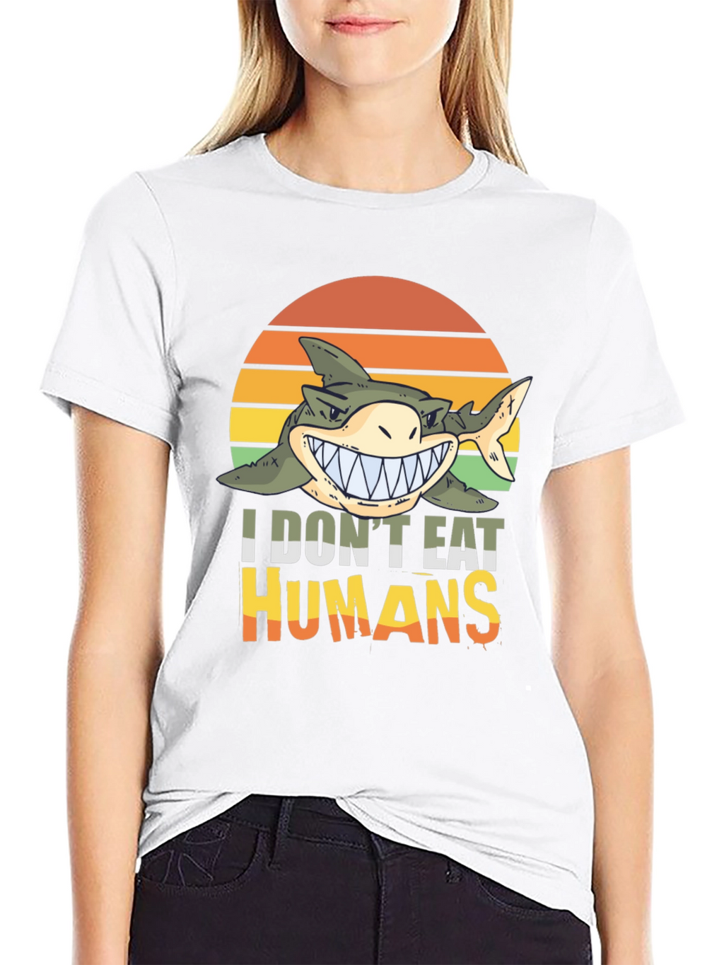 Funny Shark I Dont Eat Humans Graphic Tee