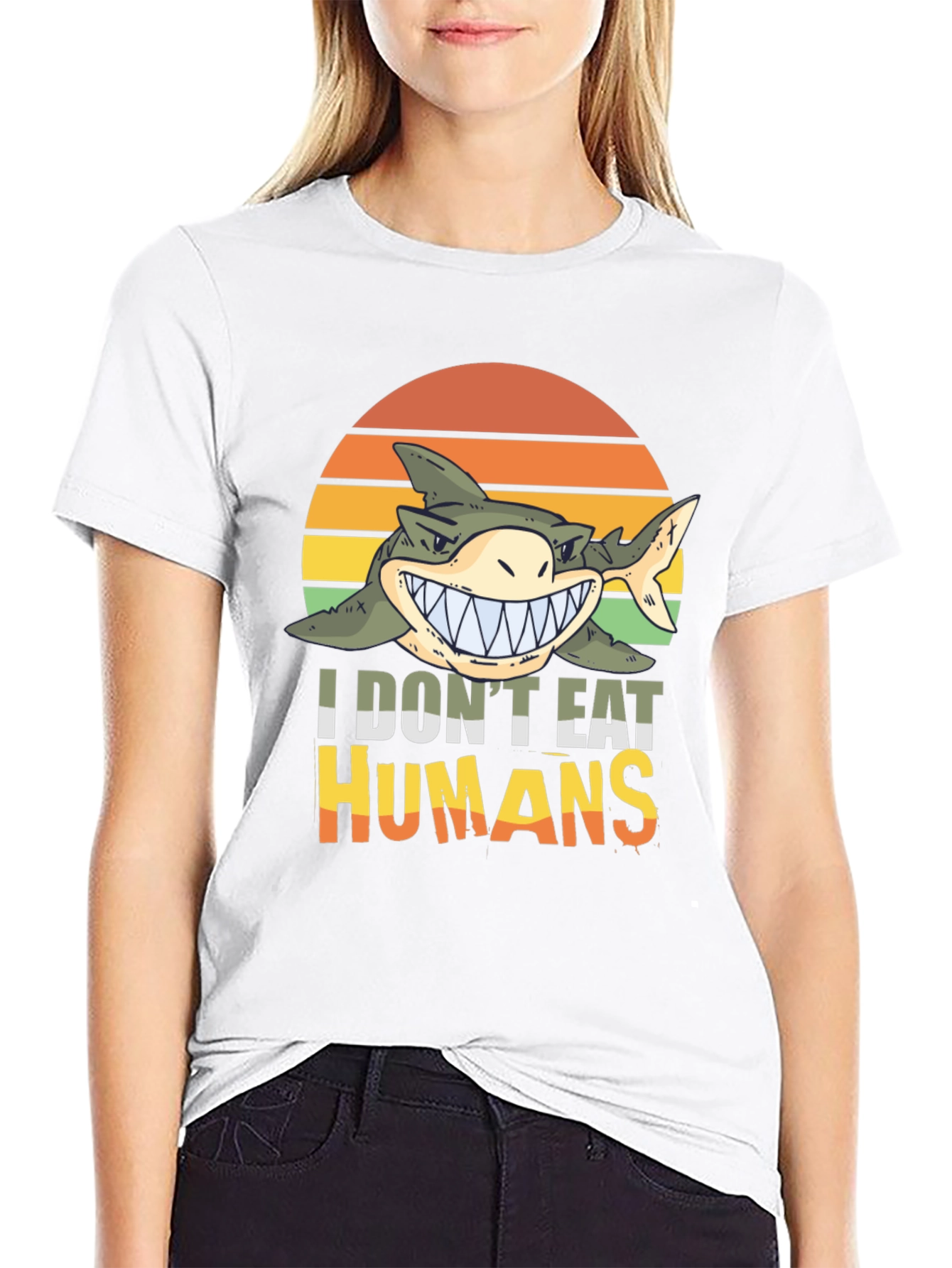 Funny Shark I Dont Eat Humans Graphic Tee