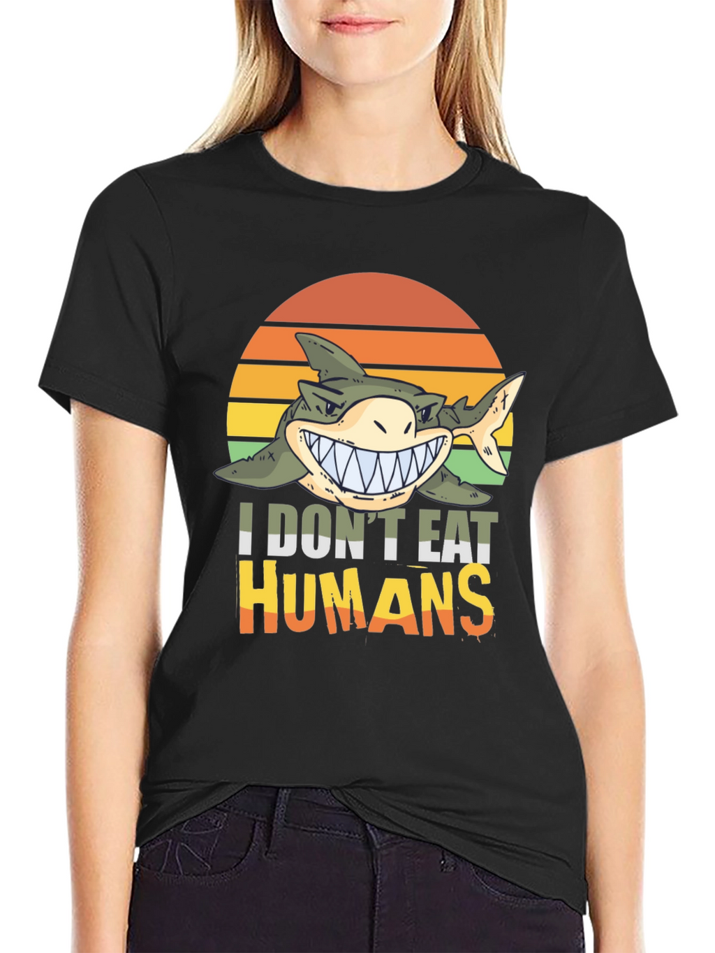 Funny Shark I Dont Eat Humans Graphic Tee