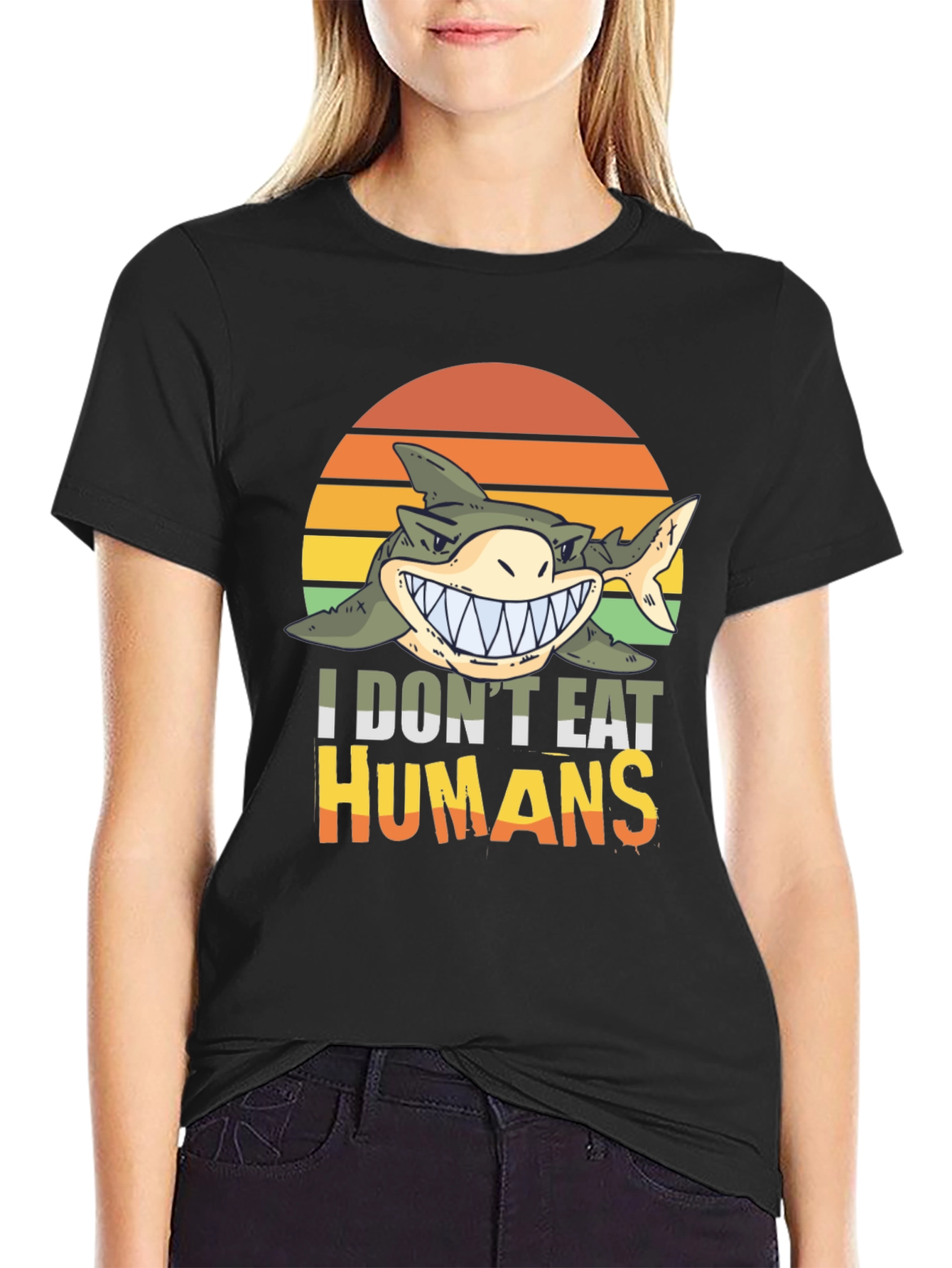 Funny Shark I Dont Eat Humans Graphic Tee