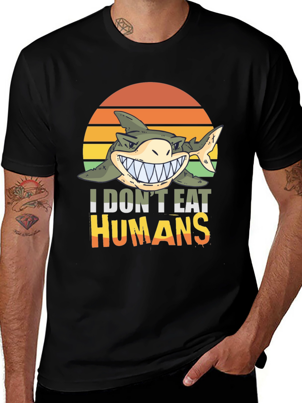 Funny Shark I Dont Eat Humans Graphic Tee