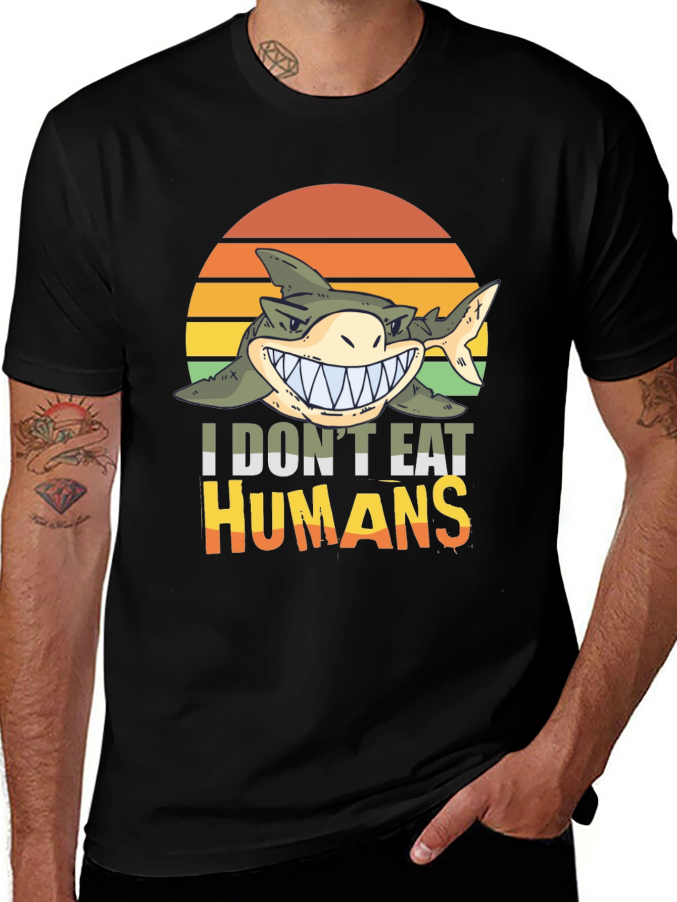 Funny Shark I Dont Eat Humans Graphic Tee