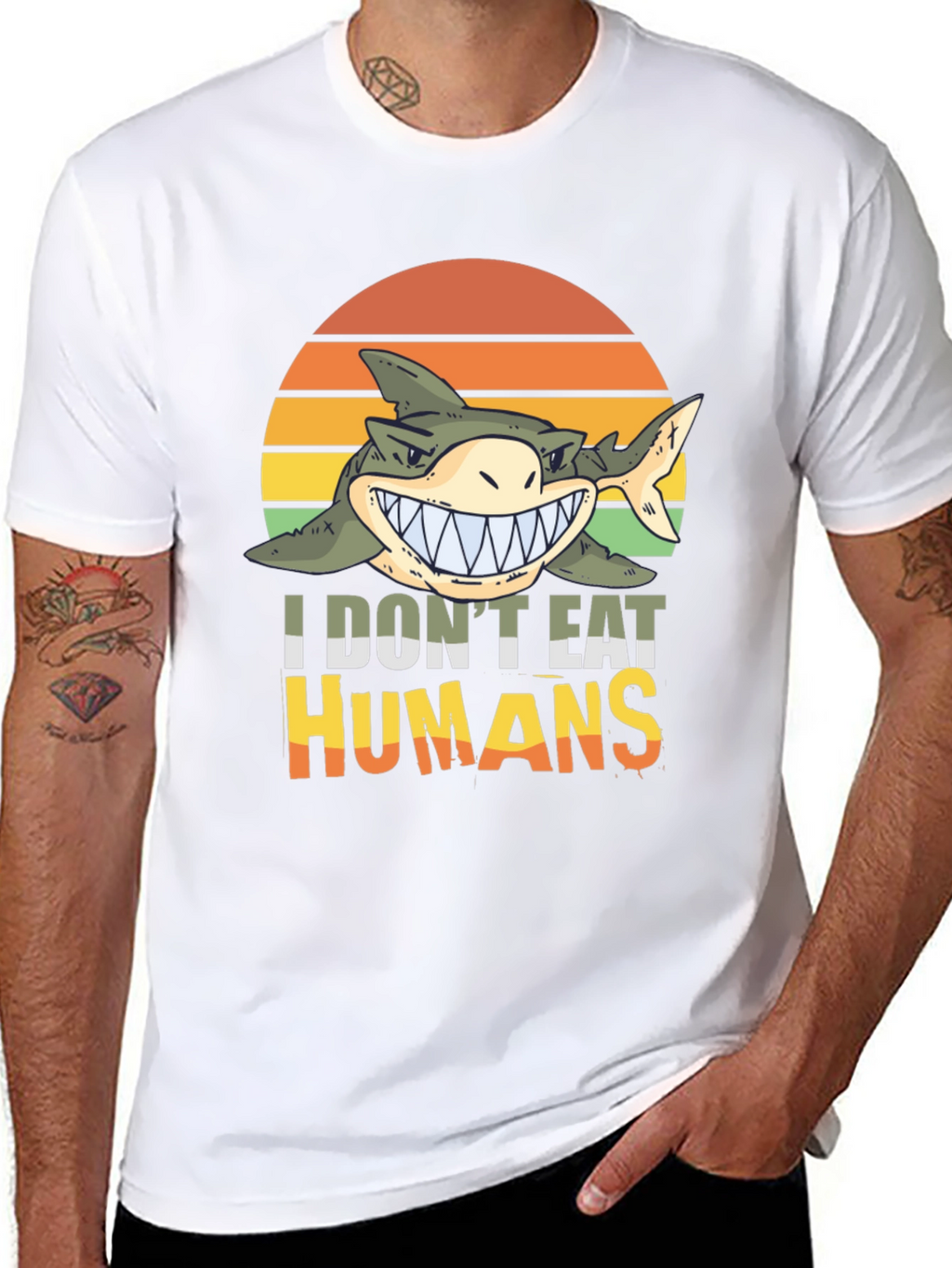 Funny Shark I Dont Eat Humans Graphic Tee